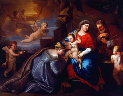 Het Mystieke Huwelijk van St. Catherine in een Giordano Compositie door Peter Paul Rubens